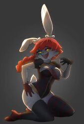 :3 anthro bunny_ears bunny_girl cleavage female furry gloves in_heat_(game) leotard one_breast_out pinup pivix poppi_(in_heat) rabbit rabbit_ears red_hair silly_bunny sillybunny9623 striped_legwear striped_thighhighs thighhighs 畫渣兔兔 笨兔子