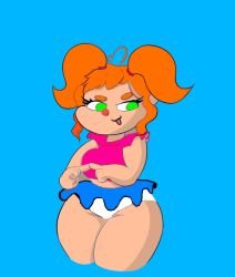 1girls 2d 2d_(artwork) ass big_ass big_breasts big_thighs blue_skirt bottom_heavy breasts clothed clothing cute cute_face elizabeth_afton female female_focus female_only fingers_together five_nights_at_freddy's front_view green_eyes huge_ass huge_thighs light-skinned_female orange_hair panties pink_shirt skirt solo solo_female solo_focus sticking_out_tongue tagme thick_ass thick_thighs thighs tongue tongue_out tongue_sticking_out twintails white_panties