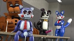 4boys adventure_candy_(fnac) artist_request bear candy_(fnac) domestic_cat domestic_dog doug_(tnar) fazbear_fanverse five_nights_at_candy's five_nights_at_freddy's freddy_(fnaf) male/male male_only semen source_filmmaker tagme those_nights_at_rachel's