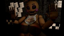 3d big_breasts dark_eyes five_nights_at_freddy's furry runaboo_chica solo toy_chica_(fnaf) voluptuous