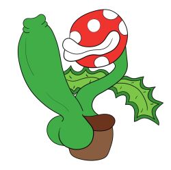 1male balls big_balls big_penis excessive_size gigaboy huge_cock leaves male male_only mario_(series) nintendo penis piranha_plant plant pot potted_plant smile tagme video_games white_background wolfindex