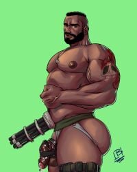 1boy african african_male ass ball_stretcher balls ballsack bara barret_wallace beard big_ass big_balls big_penis black_hair brown_eyes cock_ring dark-skinned_male dog_tags facial_hair final_fantasy final_fantasy_vii flaccid foreskin foreskin_folds gay human intact jockstrap lupin_barnabi male male_nipples male_only male_urethral_insertion masculine mature_male melanin muscles muscular_male partially_retracted_foreskin penis ripped_clothing scrotum shaved_crotch smooth_skinned_male solo square_enix tattoos testicles uncut urethral_insertion veiny_penis