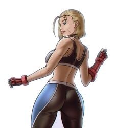 1girls 2022 ass big_ass big_breasts blonde_hair blue_eyes breasts cammy_white capcom female female_only fully_clothed light-skinned_female rear_view reptileye solo street_fighter street_fighter_6 thick_thighs wide_hips