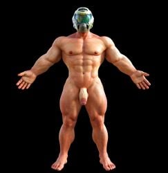 1boy bara doom doom_slayer_(doom) helmet male male_only muscular naked solo