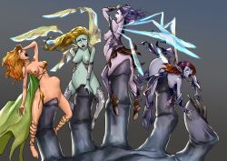 4girls alela_artful_provocateur armor blonde_hair broken_fingernails cloak cloud_sprite crying dress faerie_formation faeries fairies fairy fingering fingering_pussy fingernail fingernails huge_hand huge_hands large_insertion magic_the_gathering monster multiple_females multiple_girls open_mouth pixie purple_hair rape red_hair scales size_difference small_breasts stomach_bulge stretched_pussy tear_streaks thornwind_faeries torn_clothes torn_clothing vaginal vaginal_insertion vaginal_penetration wings