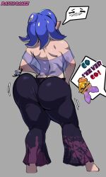 2girls ass ass_focus ass_shake bell_bottoms_(pants) big_ass bubble_butt clothing dat_ass embarrassed fat_ass female female_only frye_(splatoon) huge_ass large_ass light-skinned_female light_skin octoling rastacakez shaking_ass shaking_butt shiver_(splatoon) splatoon splatoon_3 thick_ass thick_thighs twerking wide_hips