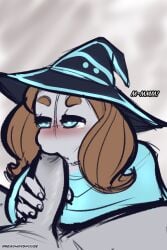 blowjob blue_clothing blue_eyes fellatio madness_combat magiturge_(madness) meaghan_(meaghanshouse) meaghanshouse tagme wizard_hat