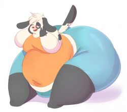 1boy anthro ass belly big_ass blush canine canine_humanoid chubby chubby_male dalmatian dog fat femboy gigantic_ass hips huge_ass hyper hyper_ass just_fantasy large_ass male male_focus male_only moobs overweight overweight_male sam_(slobstash) shorts sitting thick_thighs thighs white_fur wide_hips