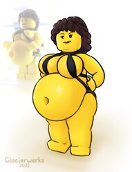 1girls belly big_belly big_breasts breasts brown_hair cleavage female glacierwerks lego meme pregnant skimpy thick_thighs yellow_skin