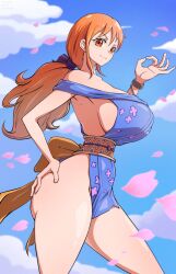 1girls big_breasts dress female female_only nami onami one_piece orange_hair post-timeskip solo