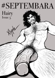 1boy balls ballsack beard black_and_white body_hair boner curly_hair english_text erect_penis erection facial_hair foreskin foreskin_folds hairy_balls hairy_male hard_on human intact long_hair_male male male_nipples male_only male_pubic_hair manly mature_male monochrome muscles muscular_male mustache nude_male pecs penis retracted_foreskin scrotum septembara sketch solo testicles thick_eyebrows uncolored uncut veiny_penis xlyph