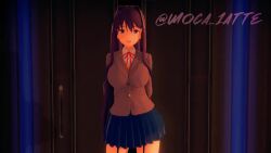 1girls 3d ahe_gao ahegao animated animation anon artist_name bed blink blinking blue_skirt blush blushing breasts closed_eyes credits cum cum_filled cum_in_pussy cum_inside ddlc_text_box doki_doki_literature_club female harulunava holding_object holding_wine_bottle laying_down laying_on_back laying_on_bed looking_at_viewer moaning moca_1atte music open_mouth patron_lists purple_eyes purple_hair school_uniform skirt sound sound_effects standing text text_box uniform video voice_acted wine wine_bottle yuri_(doki_doki_literature_club)