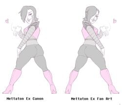 2d androgynous ass blowing_kiss femboy high_heel_boots high_heels looking_at_viewer looking_back mettaton mettaton_ex posing rear_view sirartwork solo undertale undertale_(series)