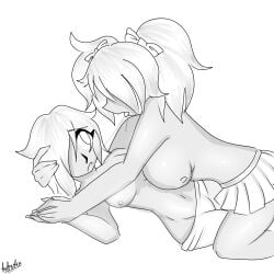 breasts female_only half-dressed lesbian_sex making_out saiko_bichitaru_(smg4) smg4 tari_(smg4) yuri