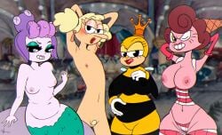 accurate_art_style anthro aobacarry baroness_von_bon_bon cala_maria cuphead_(game) female multiple_girls rubberhose rumor_honeybottoms sally_stageplay tagme