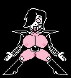 1girls 2d big_breasts breasts female female_only heart-shaped_pupils huge_breasts large_breasts mettaton mettaton_ex nipples pixel_art pussy robot robot_humanoid rule_63 solo thick_thighs tongue_out undertale undertale_(series) unknown_artist