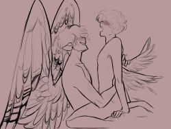 2boys gay incest male_only monochrome preening riding tommyinnit veradie wilbur_soot wings yaoi