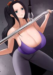 amemuchizakuro big_breasts black_hair female female_only leggings long_hair nico_robin one_piece ponytail sunglasses