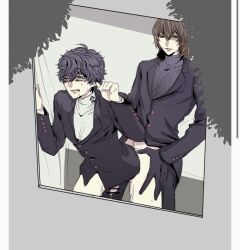 akira_kurusu anal anal_sex goro_akechi male/male male_only partially_clothed persona persona_5 public ren_amamiya yaoi