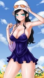 artist_request big_breasts dress dressrosa female female_only hat long_hair nico_robin one_piece solo solo_female sunglasses