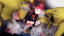 1girls 4pokemon all_fours big_breasts big_penis breasts_out brown_hair drowzee enemy_conversion gangbang gloves hat heavy_breathing hilda_(pokemon) hypno hypnosis hypnotized imminent_sex koi-animex koikatsu long_hair male master_studio nipples penis pokemon pokemon_(species) pokemon_bw pokephilia precum psychic_type self_upload squatting team_rocket team_rocket_uniform thighhighs yellow_body