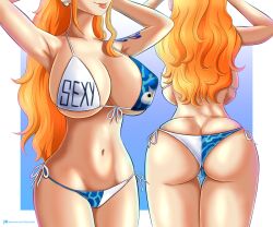 big_breasts bikini female female_only hiyozuki long_hair nami one_piece one_piece_film_gold orange_hair post-timeskip solo