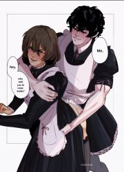 akira_kurusu anal anal_sex crossdressing goro_akechi maid_uniform male/male male_only persona persona_5 ren_amamiya yaoi