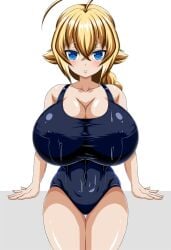 big_breasts blazblue blonde_hair es_(xblaze) shortstack suzumori_kuroku swimsuit xblaze