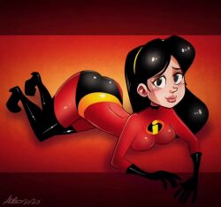 2d albo anal animated black_hair breasts clothing disney female full_body long_hair loop mp4 naked no_sound nude nude_female pixar sex_toy smile tagme teeth the_incredibles video violet_parr