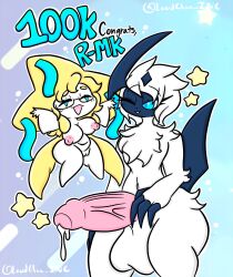 2022 absol big_breasts big_penis breasts cum huge_cock jirachi lewdchuu_(artist) nintendo nipples penis pokémon_(species) pokemon pokemon_(species) pussy r-mk_(character) tagme