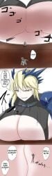 artoria_pendragon_(lancer_alter) blonde_hair breast_crush fate_(series) giantess huge_breasts hyper_breasts size_difference tagme