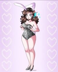 animation_meme_community big_ass big_breasts big_butt black_nails brown_hair bunny_ears bunnysuit clothed clothing fish_girl glitter green_eyes high_heels kaxy long_hair painted_nails surprised thick_ass thick_thighs voidnyx voidnyx_(artist) waist wide_hips youtube youtuber youtuber_girl