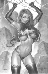 1girls big_breasts curvaceous curves curvy_female curvy_figure deacon_black erect_nipples long_hair looking_at_viewer marvel marvel_comics mary_jane_watson solo_female spider-man_(series) straight_hair symbiote tagme thighhighs thong venom_(marvel) voluptuous_female