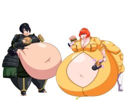 2girls april_o'neil april_o'neil_(tmnt_1987) ass avatar_legends avatar_the_last_airbender bbw belly big_ass big_belly big_breasts black_hair breasts burger cleavage clothing earth_kingdom fat female food gigantic_breasts huge_belly huge_breasts hyper hyper_belly morbidly_obese morbidly_obese_female notblacob obese overweight red_hair stuffed stuffed_belly stuffing teenage_mutant_ninja_turtles tmnt_1987 toph_bei_fong weight_gain