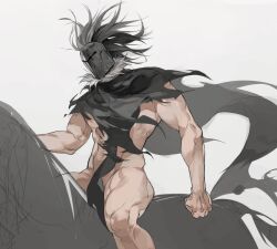 34am armor bottomless cape colored_sketch elden_ring fromsoftware helmet horseback_riding knight male male_only masked masked_male mostly_nude muscular muscular_male night's_cavalry sitting sketch solo