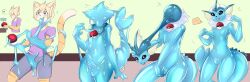 absurd_res bulge clothing danilokumriolu eeveelution felid feline generation_1_pokemon goo_transformation hi_res latex latex_transformation mammal mask nintendo null_bulge pokeball pokemon pokemon_(species) rubber rubber_clothing rubber_suit takeover transformation tugging vaporeon video_games