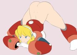 1girls alia android artist_request ass ass_up back bangs big_ass blonde_hair bottomless color_edit edit jack-o_pose legs_spread mega_man mega_man_x no_panties no_pants robot_girl rockman rockman_x self_upload third-party_edit unamused