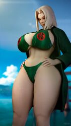 big_breasts bikini blonde_hair milf naruto only_female snoopz tsunade voluptuous wide_hips