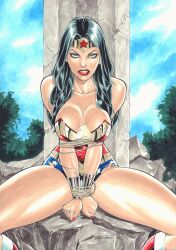 1girls 2018 big_breasts black_hair blue_eyes cleavage curvaceous curvy_body curvy_female curvy_figure dc dc_comics diana_prince ed_benes_studio female female_only fully_clothed leotard long_hair looking_at_viewer red_lipstick roped rubismar_da_costa seductive_look signature solo solo_female tagme voluptuous wonder_woman wonder_woman_(series)