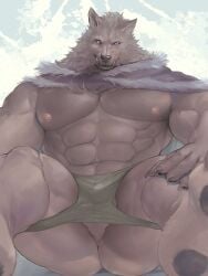 2022 abs anthro anus ass backsack balls barazoku barefoot bent_legs big_balls big_muscles blaidd_(elden_ring) canid canine canis cape claws clothed clothing elden_ring feet fromsoftware front_view fur genitals hi_res huge_muscles legs_up looking_at_viewer lying male male_only mammal muscular muscular_anthro muscular_male navel nipples obliques on_back partially_clothed pawpads pecs perineum salz_sop scar simple_background soles solo spread_legs spreading teeth thong topless topless_anthro topless_male tuft underwear video_games white_background wolf