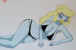 avian beak bikini bird blonde_hair blue_eyes ducktales gandra_dee keyeskekara white_body