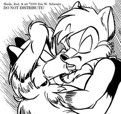 anthro canine eric_schwartz female fox french_kiss fur furry kissing male rod sheila_vixen tongue vixen