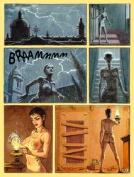 1girls 6_panel_comic candle church comic comic_page convent_of_hell eurotica human human_only ignacio_noe light-skinned_female light_skin lightning mature mature_female monastery night outside page_2 page_number rain ricardo_barreiro see-through see-through_clothing short_hair sister_juana storm wet_clothes