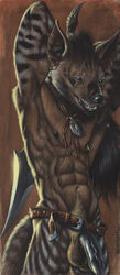 aardwolf anthro ball black_penis flaccid male_only muscular muscular_male penis sheath solo sword uncut weapon werepuppy