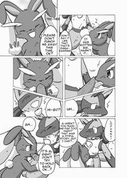 comic doujin female kurohane_karasu lopunny lucario male nintendo oral pokemon pokemon_(species) straight