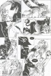 anthro anubian_jackal anubis anubis_dark_desire bondage canine cat comic deity egyptian feline female fur furry heather_bruton jackal male mammal monochrome nipples sex straight