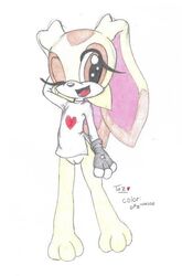 anthro bottomless cream_the_rabbit cute female female_only front_view gloves heart huge_eyes innocenttazlet looking_at_viewer pussy solo sonic_(series) standing tagme toony