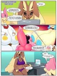 audino big_breasts breasts comic emolga female futanari generation_4_pokemon generation_5_pokemon goopyarts hi_res huge_breasts hyper hyper_breasts lopunny nintendo nude nurse penis plusle pokemon pokemon_(species) raina video_games