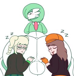 1boy 2girls ass balls drawful-s female femboy furry gardevoir girly glasses gloves huge_ass laying_on_ass male male_gardevoir pokémon_(species) pokemon pokemon_(species) pokemon_trainer sleeping