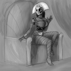 1girls callmewritefag khalida_(warhammer) monochrome mummy sketch solo undead warhammer_(franchise) warhammer_fantasy